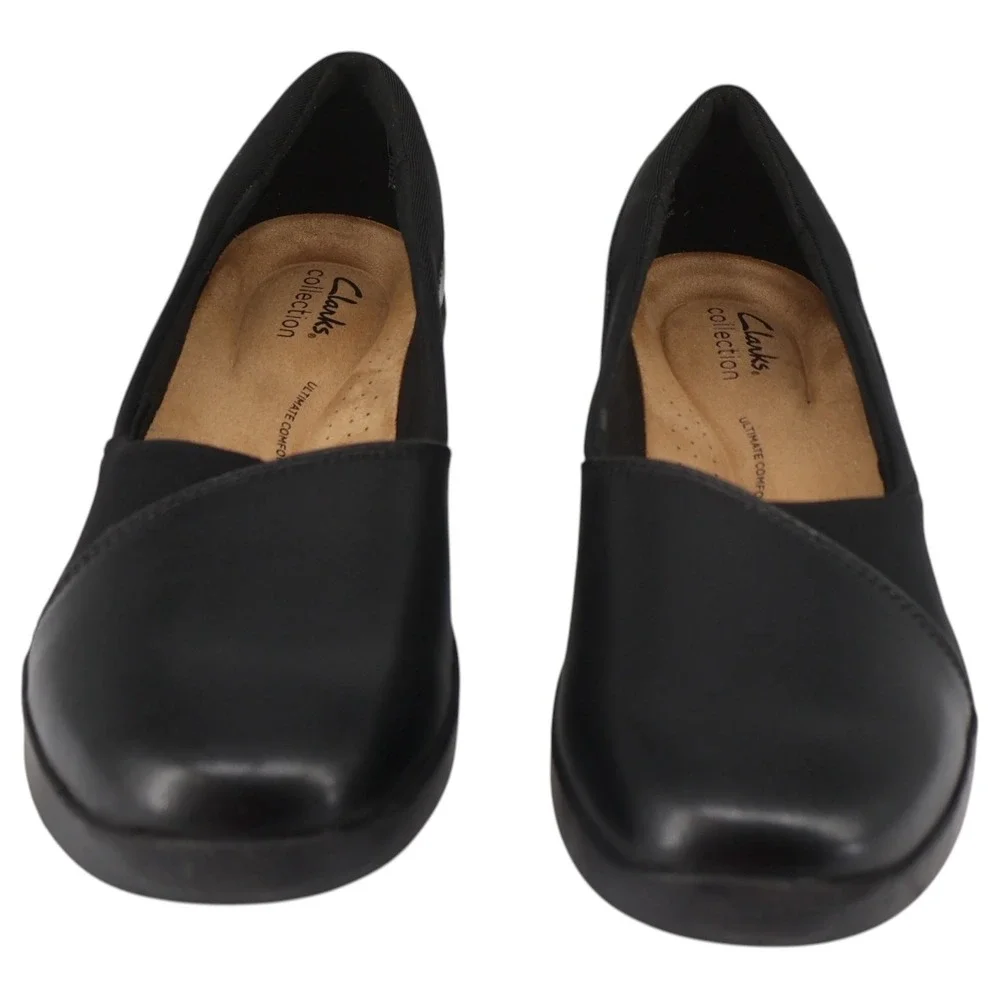 Clarks Collection‎ Suttyn Walk Black Leather Hidden Wedge Slip-On Womens Size 10